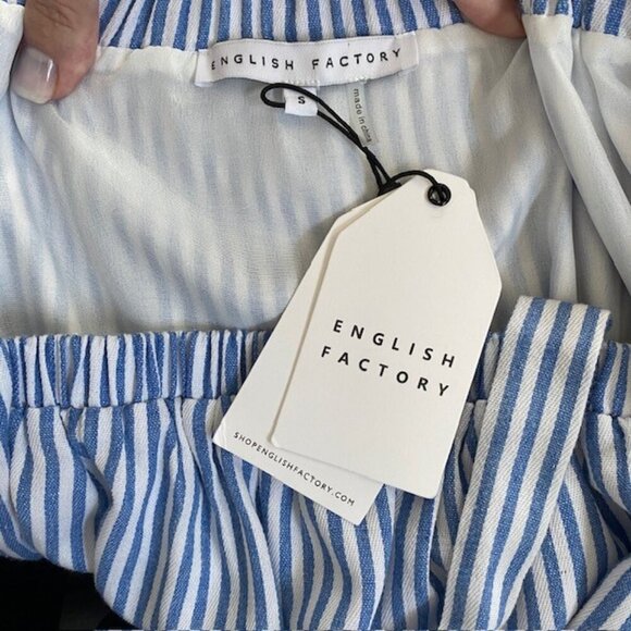 NWT English Factory Amelia Blue Stripe Tie Mini Dress Small - Picture 11 of 14